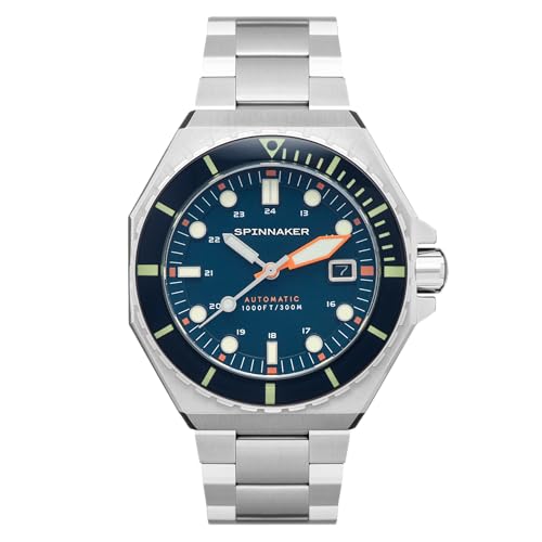 Image of Spinnaker Dumas Men's Watch - Automatic Dive Watch for Men, 44mm Stainless Steel Case, Stainless Steel Strap, Water Resistant 300m, SP-5081