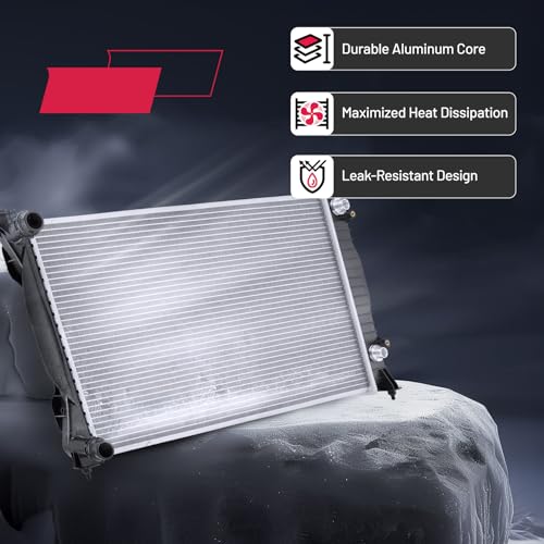 Image of BDFHYK 2556 Aluminum Radiator for Audi A4, A4 Quattro 2003-2008, 16mm Core
