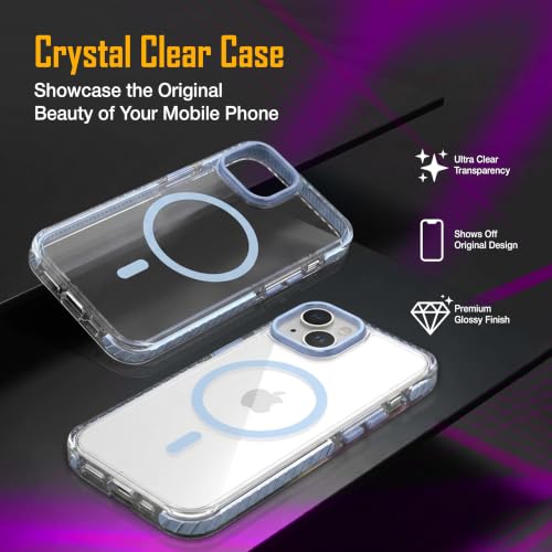 Image of Zapcase Crystal Clear Back case for iPhone 13 | PC Back | TPU Bumper with Inner Rubber Grip | Metal Camera Guard Bezel | Metal Buttons | Scratch Resistant Cover | 2 Layer Edge Protection | Light Blue