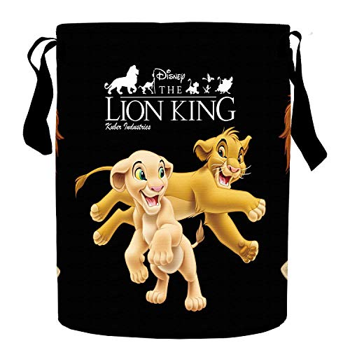 Kuber Industries Disney Laundry Bag/Bin|Water Proof Canvas Material & 3D Disney The Lion King Print|Toy Storage & Cloth Organizer with Lid & Handles|Size 37 x 37 x 46 Cm, Capicity 45 L (Black)