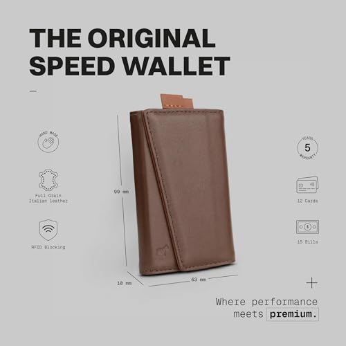 Image of The Frenchie Co. - Speed Wallet - Front Pocket Minimalist Wallet - Ultra Slim RFID-blocking Card Holder with Quick Access Pull Tab - Full-Grain Italian Leather, Holds up to 8 Cards
