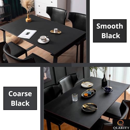Image of Qlarity Covers Dining Table Cover 6 Seater, 8 Seater | Reversible PU Leather Water Resistant Table Cover | Customised Sizes (Black) (Black, 24 x 48 inch)