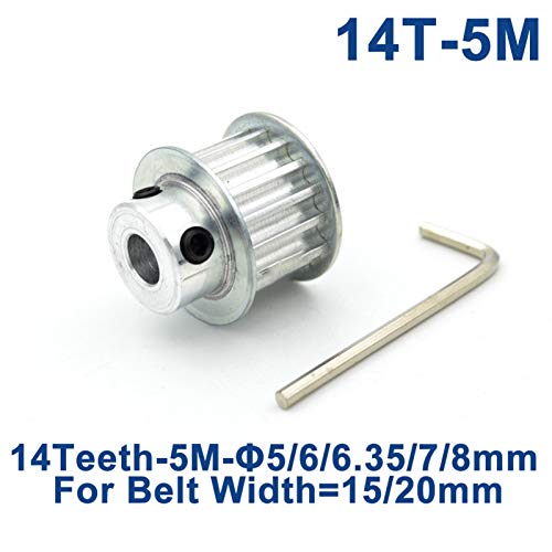 Polia dentada, arco 14 dentes HTD 5M Polia dentada, furo 5/6/6,35/7/8/10mm, largura 15/20mm, polia d