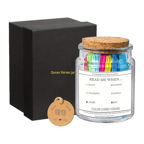 Yulokdwi Koranvers Jar, Koran-Dankbarkeitsglas Für Positive Stimmung, Gebetsflasche Für Spirituellen Trost, Gebetsflasche Mit Trostversen Und Emotionalen Bibelkarten, Geschenk Für Frauen Und Männer