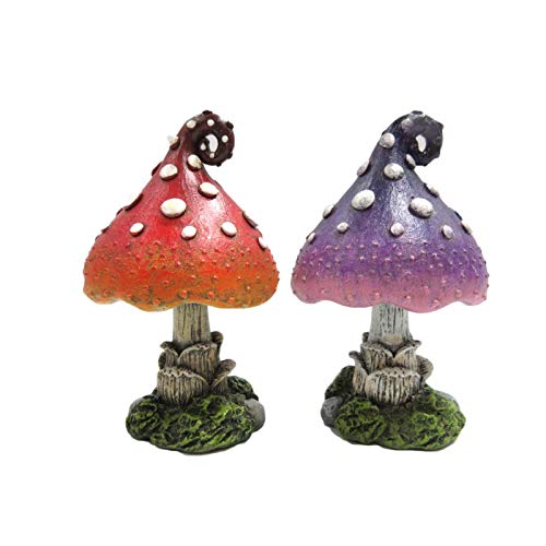 Pacific GiftwareEnchanted Garden Decorative Mushrooms Set of 2 Mini Fairy Garden Decorative Accessory 4.75 inch Tall