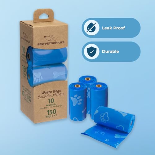 Image of Best Pet Supplies Dog Poop Bags, Rip-Resistant and Doggie Waste Bag Refills with d2w Controlled-Life Plastic Technology - Pack of 150, Blue (Unscented)