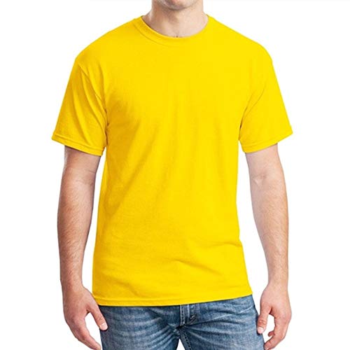 Camiseta de algodón de tacto suave para hombre en color amarillo premium