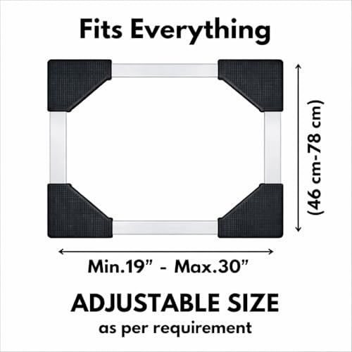 Image of Heavy Duty Adjustable Stand with 24 Wheels for Front and Top Load Washing Machine, Refrigerator, Dishwasher, Air Cooler, 6.5 to 11 kg Washing Machines (Extra Heavy Stainless Steel, Black)