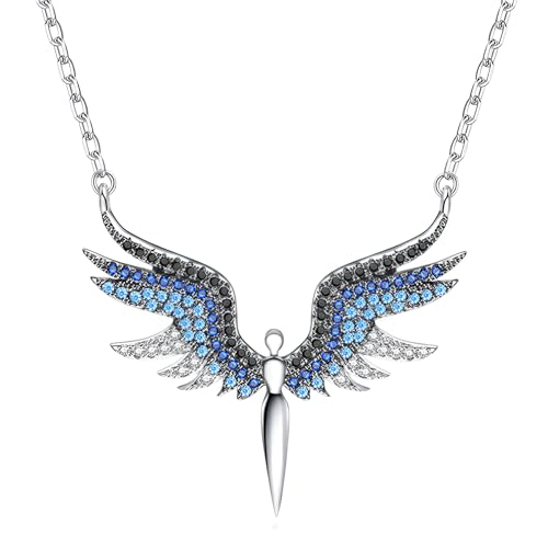 Collier d'ailes en Argent Sterling 925 et pierres CZ au fini haute joaillerie