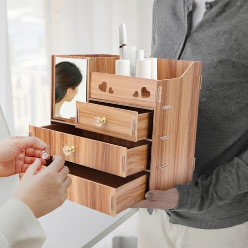 Rangement cosmétiques bois pour optimiser un bureau encombré - 7