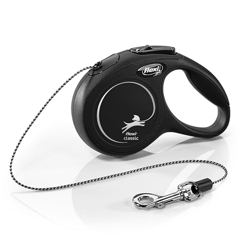 FLEXI Classic XS Cord Retractable Cat Leash 3-Finger Grip 10 ft - Black