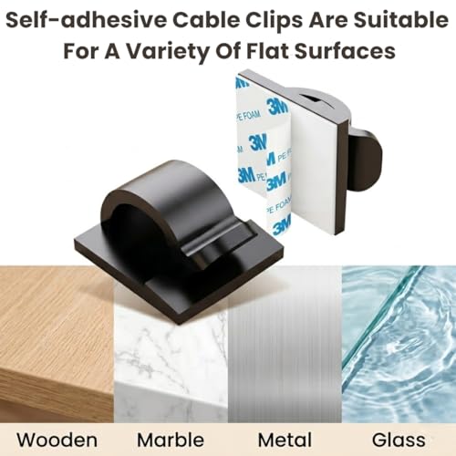 Image of Cute Whale Cable Clips (30 Pack, Black) | Decorative 3M Adhesive Wire Organizers for a Tidy & Fun Workspace