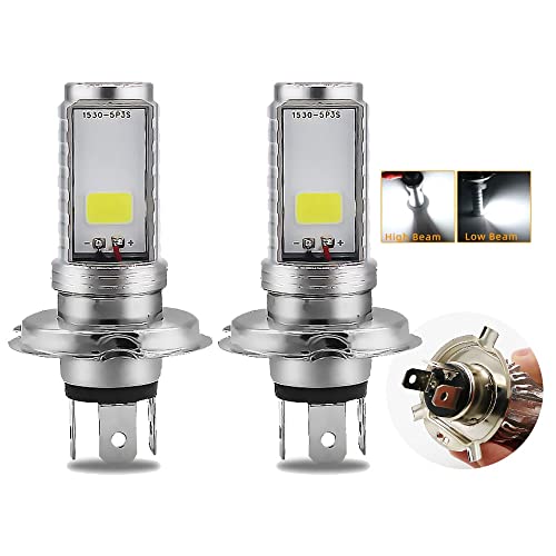 Image of YSY 2-Pack 900 Lumens White H4 COB 12W Led Bulb for Motorcycle Headlights Lamp High Low Beam (H4)
