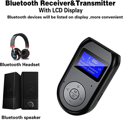 Bluetooth Transmitter Receiver, Low Latency 4-In-1 Wireless Bluetooth 5.0 Audio Aux Adapter With Display Screen For Car/Home Stereo System, Tv,Pc #TOP6