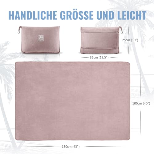 BOACAY Weiche & Warme Reisedecke für Flugzeug & Auto - Unentbehrlich für Lange Flüge für Frauen, Männer, Kinder - Kompaktes Kissen mit Gepäckhülle & Rucksackclip