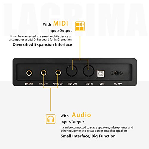 LAGRIMA LAG-600 Full Size Key Portable Digital Piano, 88 Key Electric Keyboard Piano for Beginner/Adults with X Stand, Bluetooth, Sustain Pedal, Power Supply, Music Stand, Black - Thumbnail 5