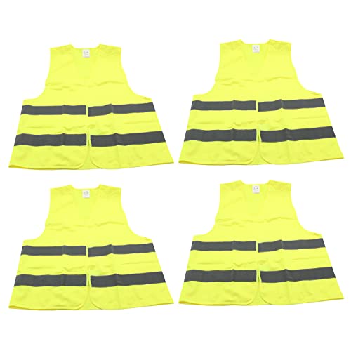 4 pièces Gilet de sécurité Haute visibilité Voiture EN471 Gilet réfléchissant pour travaux de Circulation, arpenteur et Garde de sécurité avec 2 Bandes réfléchissantes Cover