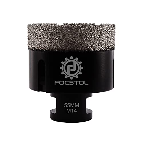 FOCSTOL Diamond Core Drill Bit - 55mm Diamond Hole Saw for Porcelain Ceramic Tile Marble Granite Quartz M14 Thread