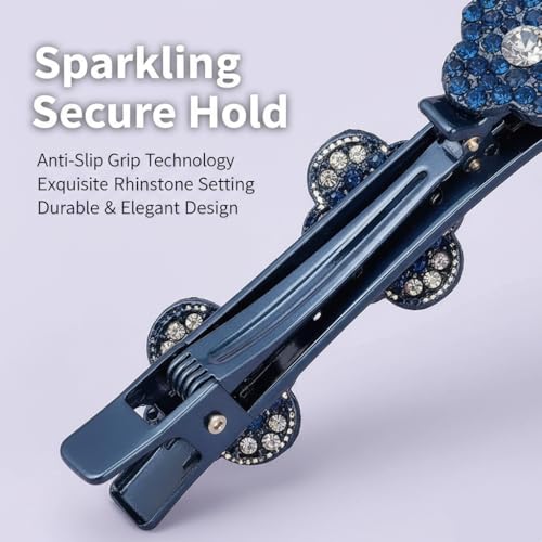 4 pinzas pequeñas con cristales y tela satinada miniatura 6