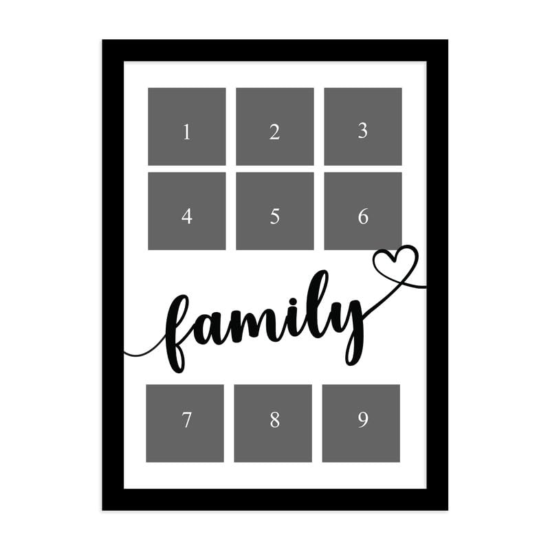 SNAP ART Customized Family with 9 Photo Collage print for Mother, Dad Gifts Photo Frame With Photo Upload, Birthday, Anniversary Gift for Husband, Couple, Brother, Sister, Parrents (A4) 4