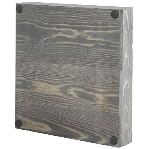 Mygift Vintage Gray Wood Square Serving Tray, 10 Inch Decorative Farmhouse Wooden Ottoman, Coffee Table Display Tray #TOP6