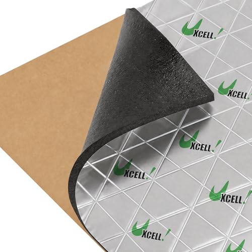 sourcing map Matelas D'Isolation Acoustique Auto-Adhésif 394mil 6.5pieds² 40x24pouces Mousse Aluminium Anti-Chaleur pour Pot D'Échappement Capot Porte de...