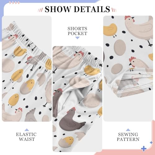 ZZXXB Chicken Eggs Boys Long Pants Soft Trousers Elastic Waist Kids Lounge Bottoms with Pockets S-XL4