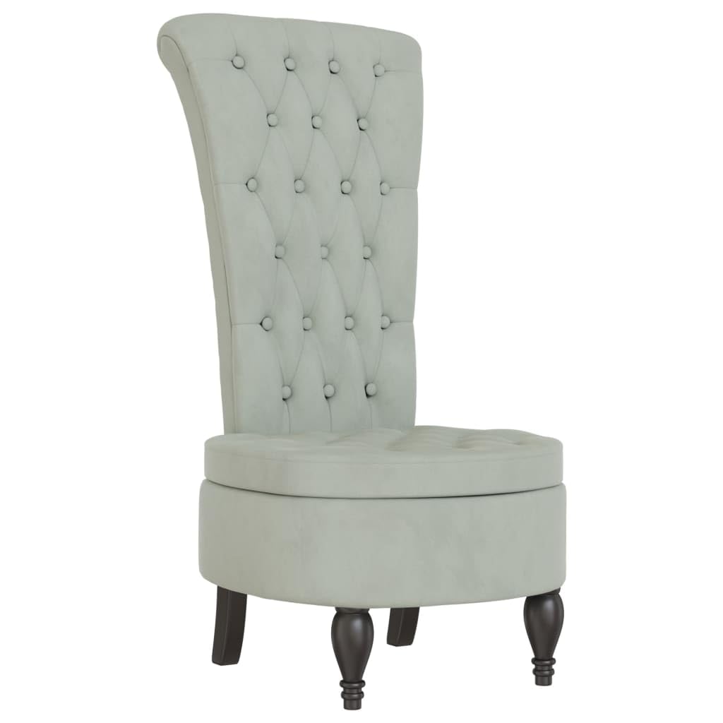 vidaXL Sillón de Respaldo Alto, Silla Tapizada con Botones, Butaca Sofá de Descanso, Sillón Decorativo para Salón Dormitorio, Terciopelo Gris Claro