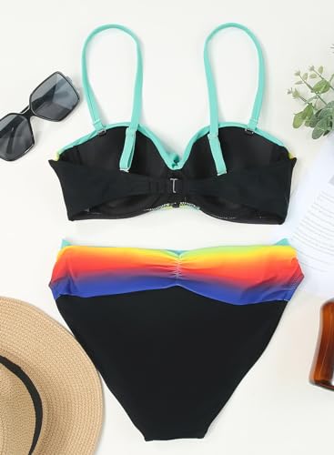 Astylish Women Push Up Two Piece Bikini Swimsuits Bandeau Bathing Suits Multicolor Medium 8 10 - Image 5