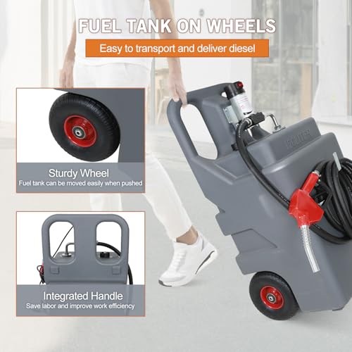 BLACKHORSE-RACING Diesel Fuel Caddy Tank 32 Gallon, Portable Diesel Caddy Tank with 12V 10GPM Electric Fuel Transfer Pump, Auto Fueling Nozzle, 13ft Hose, Sturdy Wheels