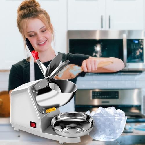 Image of Sakar High Speed Electric Ice Crusher Machine Dual Blades 143 lbs /hr Snow Cone Maker for Cold Coffee, Iced Tea, Lemonade, Cocktails, Mocktails, Home and Commercial Use