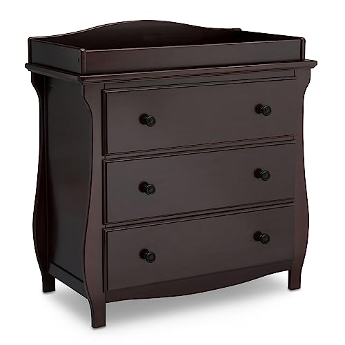 Image of Delta Children Lancaster 3 Drawer Dresser with Changing Top and Interlocking Drawers - Greenguard Gold Certified, Dark Chocolate