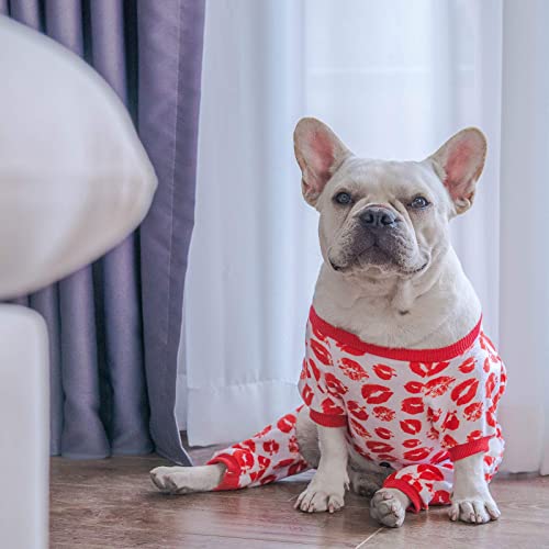 Image of CuteBone Dog Pajamas Valentines Costumes Fleece Pet Clothes Puppy Onesie Winter Holiday Cute Cat Jammies Keep Your Pet Warm in The Cold Weather P116S