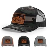 It's Not A Dad Bod It's A Father Figure Father's Day Funny Hat, 112 Style Trucker Leather Patch Hat for Men & Women, 6 Panel Baseball Cap with Snapback Enclosure