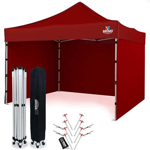 Económico Star Cenador Plegable 3x3 100% Impermeable 3 Paredes Laterales 8 Pasadores de Anclaje Cubierta Protectora para Fiestas Carpa de Fiesta Gazebo Plegable Carpa Extensible Rojo