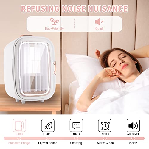 Buxfmht 20L Mini Fridge, Skincare Fridge, Makeup Fridge With Led Mirror, Ac/Dc Portable Thermoelectric Cooler And Warmersmall Fridge, Eco & Quiet Mini Refrigerator For Bedroom, Comestic Storage #TOP4