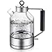 Produktbild Wasserkocher Glas, ASCOT Glas Wasserkocher Elektrischer Wasserkocher Edelstahl, 2200W, 1,6L, Retro Design, BPA frei, leiser Schnellkochkessel, Trockengehschutz und automatische Abschaltung