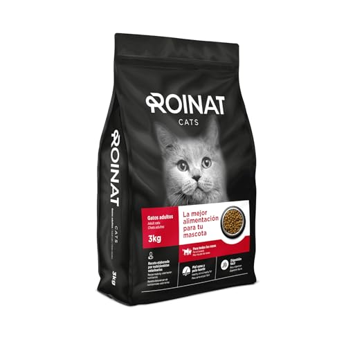 Roinat Cat Adult- Alimento Completo para Gatos Adultos 3 kg | 35% Proteína de Pollo | para Salud urinaria y Cuidado Articular | Pienso seco para Gatos