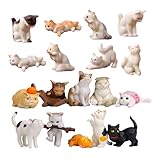 Beauy Girl 18 Pcs Deluxe Cat Figurines Playset, Cute Cat Figures, Mini Cat Figure Collection Playset, Cupcake Topper