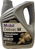 Mobil Delvac 1 Transmission Fluid 40, SAE 40, Fully Synthetic Manual Transmission Fluid, 1 Gallon