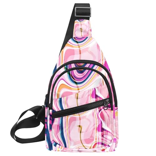 Mochila cruzada de gran capacidad multicolor con textura de mármol abstracto