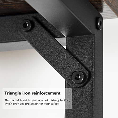 Hoobro Bar Table Set, 3-Piece Dining Table And Bar Stools Set, Pub Table With Adjustable Feet And Bar Chairs With Different Heights, Rustic Brown, For Living Room, Dining Room, Kitchen Bf34Bt01 #TOP6