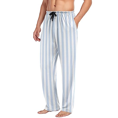 linqin Men's Pajama Pant Striped Black White Comfy Soft Lounge Sleep Pants Pajama Bottoms4