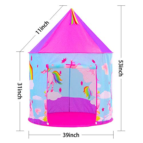 Sumbababy Kids Play Tents for Girls ,Unicorn Toys for Princess, Toddlers Pop Up Playhouse Set for Kids Birthday Party Favors & Gifts for Baby or Child Indoor/Outdoor Play (Pink)