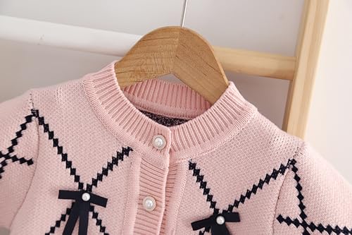 Image of Toddler Girls Cardigan Sweater Button Knit Sweater Kids Bowknot Size 2-7T
