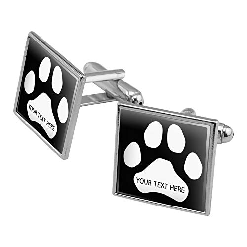 GRAPHICS & MORE Personalized Custom Paw Print 1 Line Square Cufflink Set - Silver or Gold