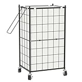 WOWLIVE Laundry Hamper with Wheels,Metal Wire Frame Rolling Laundry Basket with Removable bag,100L Dirty Clothes Hamper Organizer Dorm Room Storage for Bedroom,Bathroom,Black and White