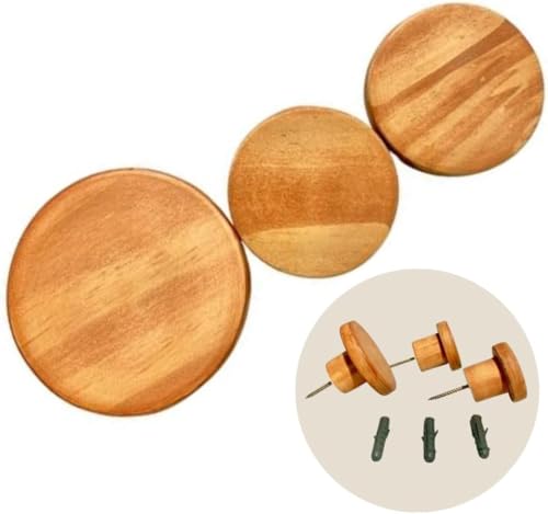 Kit 3 Ganchos de Parede em Madeira para Pendurar Bolsas, Mochilas, Roupas, Cor Caramelo
