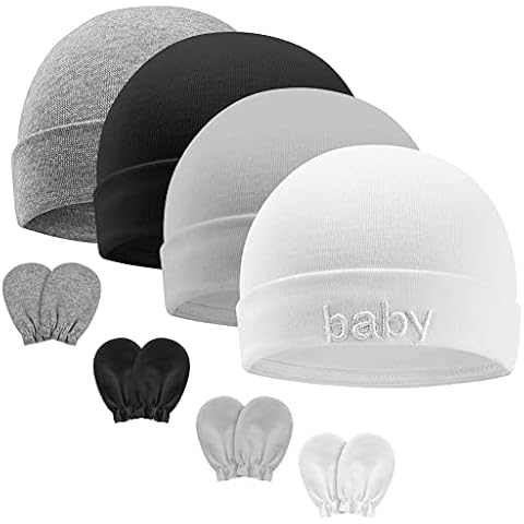 Aolso Neugeborenes Baby Mütze,8 Stück Baby Hut und Handschuhe Set, Baumwolle Baby Mütze, Baby Mütze Jungen Mädchen,Warme Babymütze für Neugeborenes-Mehrfarbig Cover