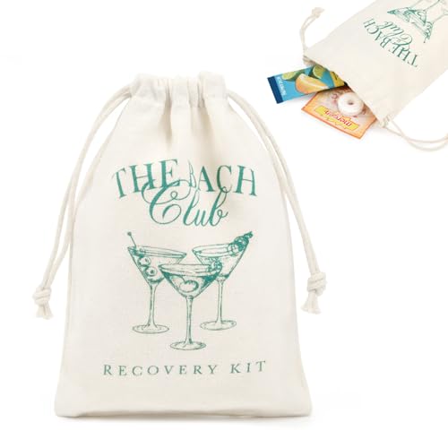 CEELGON 10 Pack The Bach Club Hangover Kit Bags for Bachelorette Birthday Party Favors Gifts 5 x 7 Drawstring Recovery Kit Goodie Pouch Girls Trip Emergency Supplies (Teal)